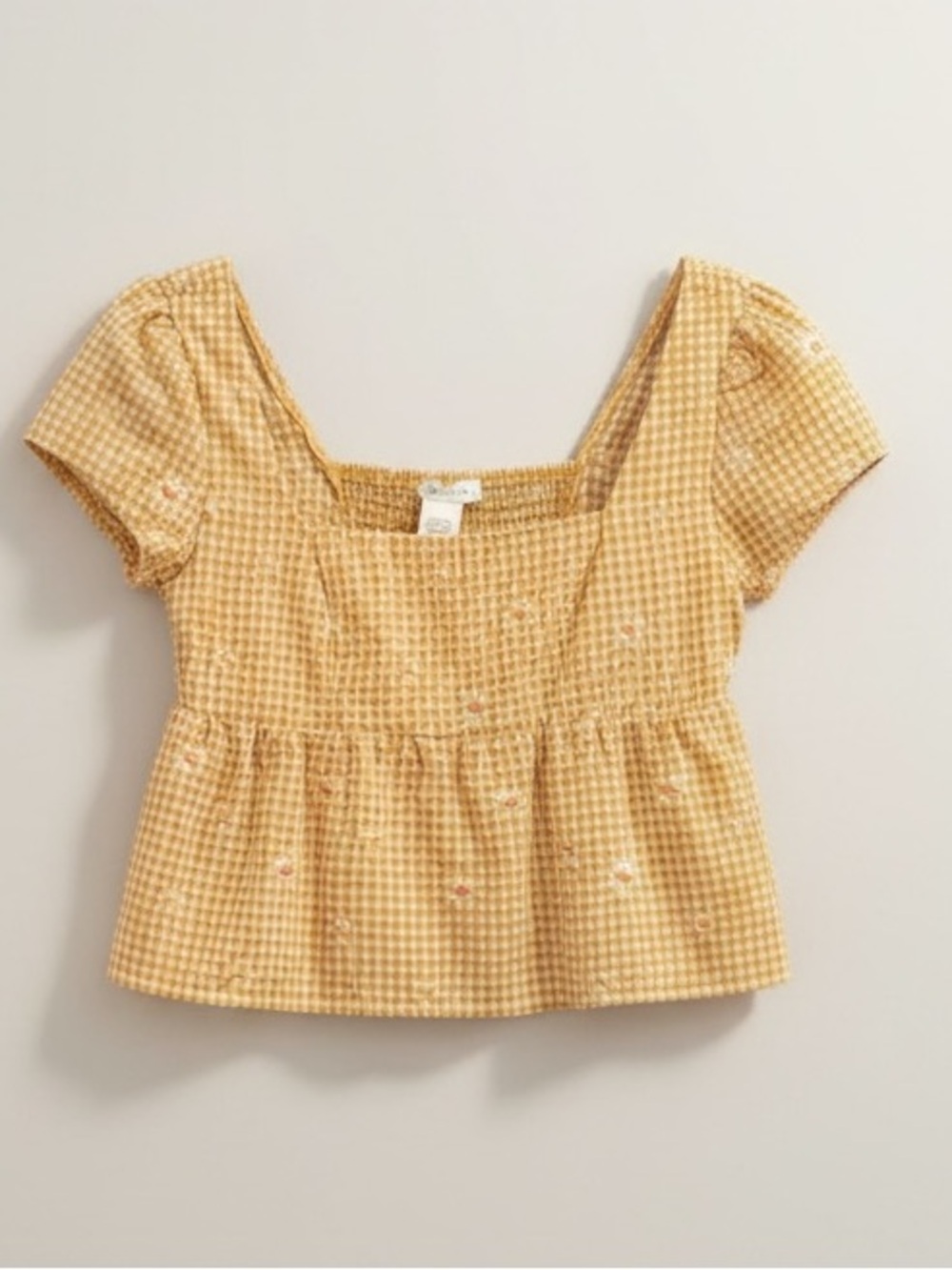 Yellow Gingham Women's Cropped Top